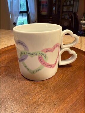 29.  Vintage  Avon Coffee Mug CUP  Love is warm  Heart shaped handle